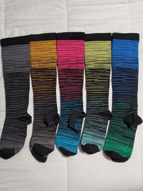 5 pairs Gradual Compression Sports Nylon Socks, Waterproof and Sweat Proof, Fast